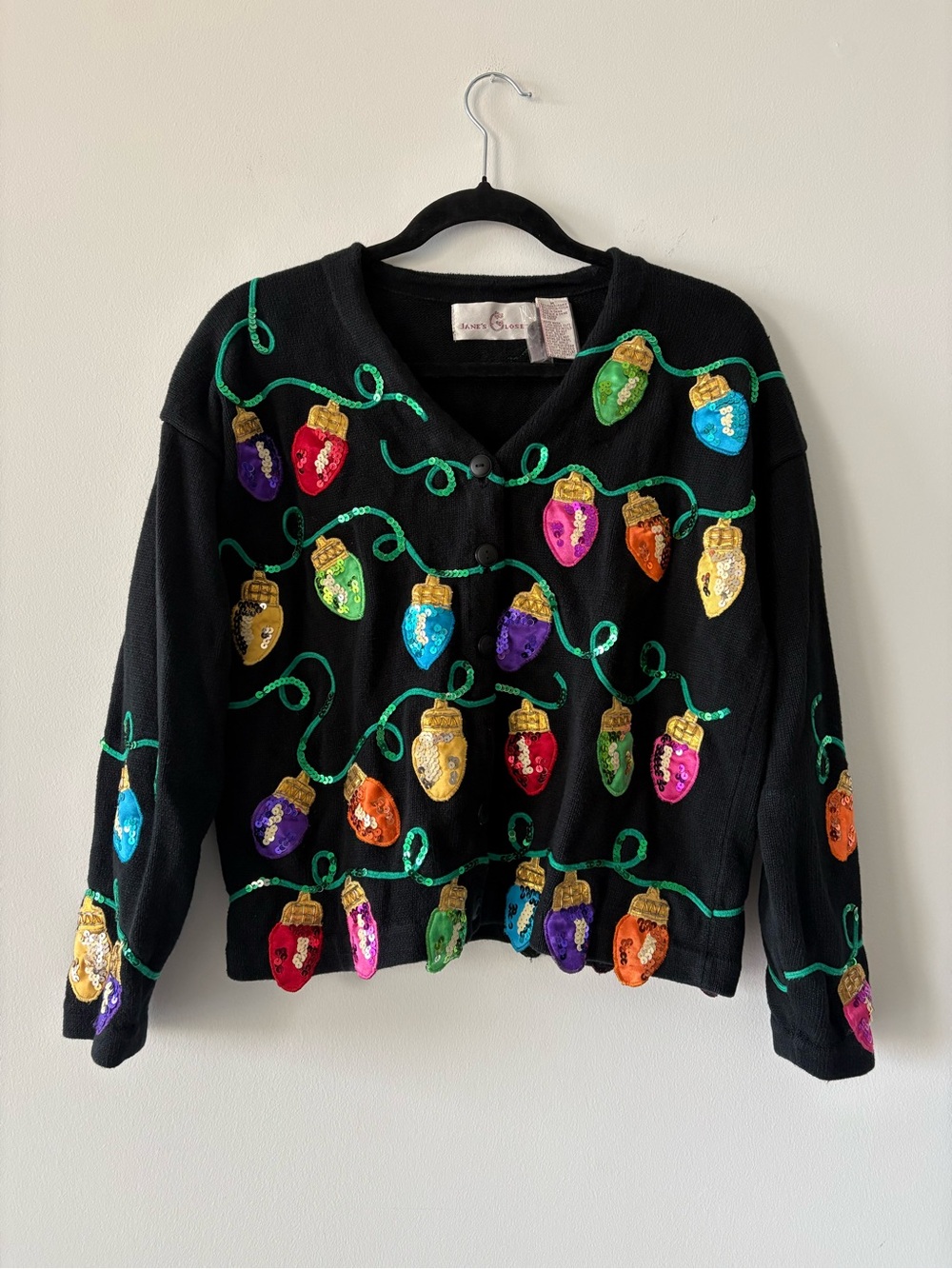 Vintage Jane’s Closet Christmas Holiday Lights Grandmacore Sweater Cardigan M
